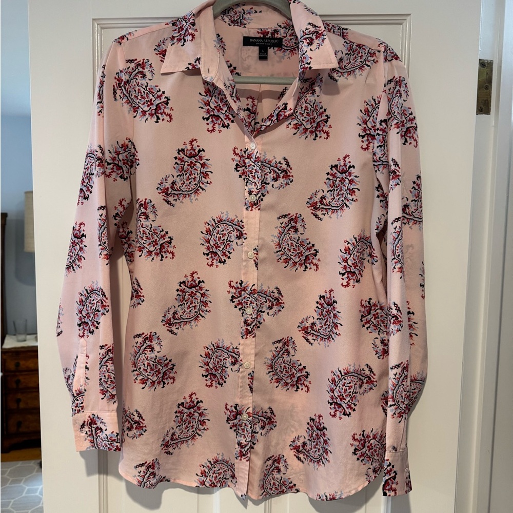 Banana Republic Light Pink Floral Shirt